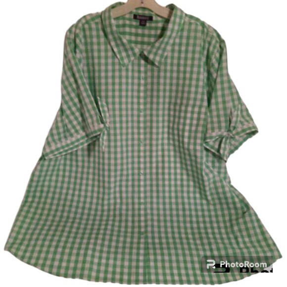 Roaman's gingham blouse sz 32W (5X) - Picture 2 of 11